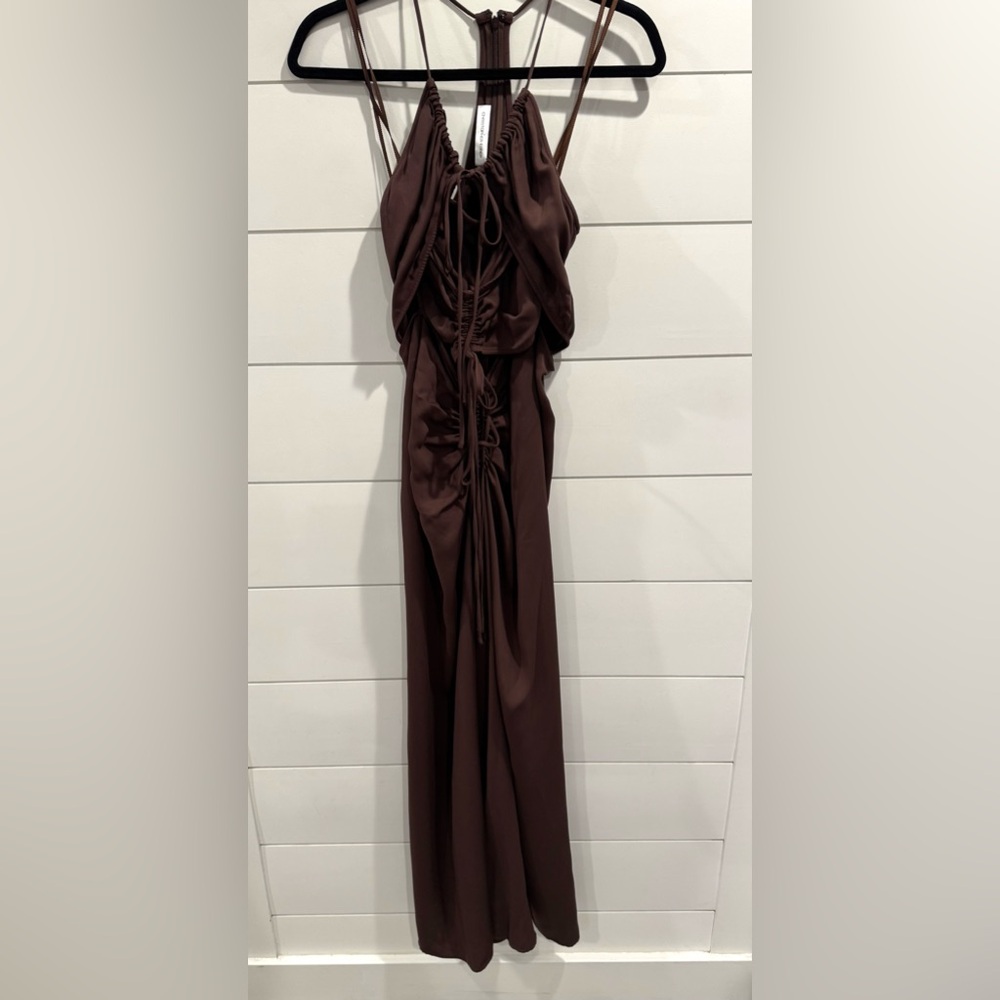 NWT Christopher Esber brown Multi-Panel Disconnect halter dress - Picture 4 of 10